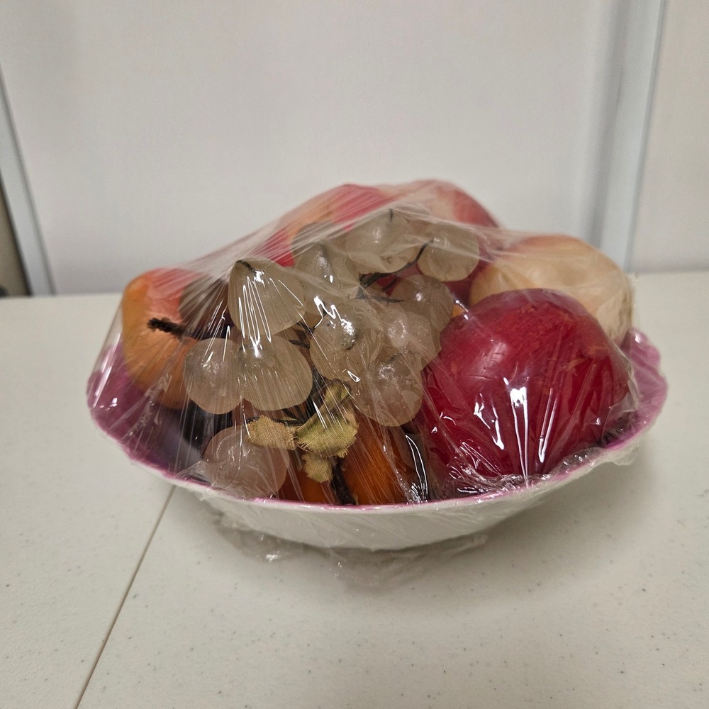 Vintage Realistic Wax Fruit Assortment Artificial Grapes Apples Oranges Decor